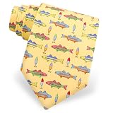 Men's Striped Bass Silk Tie by Alynn Novelty in Yellow