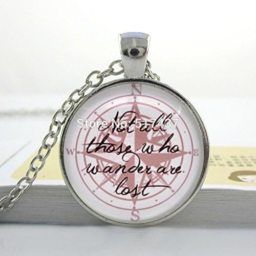 Lawrence Painting Art Glass Necklace Glass Necklace Lord Of The R 'Not All Those Who Wander Are Lost' Glass Necklace Pendants