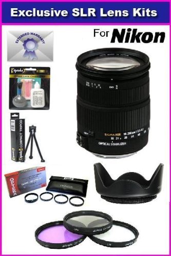 Sigma 18-200mm f 3.5-6.3 DC AF OS (Optical Stabilizer) Zoom Lens for For For NIKON D3X D3S D3 D700 D300S D90 D70 D70S D200 D40 D80 D60 D90 D40X Includes PRO HD 3PC Filter Kit + 7 Year Lens Warranty + Flower lens Hood + 4PC Close Up Lens Kit + More