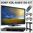 Sony BRAVIA® W-Series KDL-46W5100 46-Inch 1080p 120Hz LCD HDTV + BDPS360 Blu-Ray + Sony SUWL500 Wall Mount + Accessory Kit