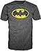 Batman Brushed Logo Heathered Mens Heather Grey T-Shirt L