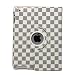 Ctech iPad 2 Rotating Magnetic Leather Case Smart Cover (White/Gray) With Swivel Stand (Wake/sleep capability) Stylish Grid Pattern