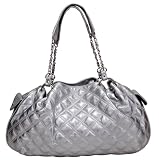 Urban Expressions - Urban Expressions Quilted Patent Shoulder Bag (Silver)