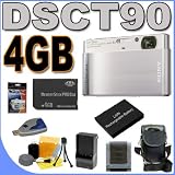 Sony Cyber-shot DSC-T90 12 MP Digital Camera with 4x Optical Zoom and Super Steady Shot Image Stabilization (Silver) 4GB BigVALUEInc Accessory Saver NPBD1 Battery/Rapid Charger Bundle + MORE