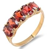 10K Yellow Gold Light Weight 2.50CT With Oval Garnet Gemstone Ladies 5 Stone Cocktail Ring