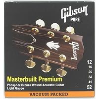 Gibson Masterbuilt Premium Phosphor Bronze Acoustic Guitar Strings, Light 12-53