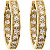 14K Yellow Gold Diamond Hoop Earrings - 0.75 Ct.