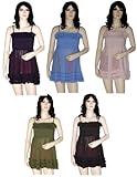 IMAGE OF Set of 5 Fabulous Designer Boho Bollywood Marvelous & Sexy Look Soft Chiffon Dance Hippie & Gypsy Tunic, Sundress, Spaghetti Strap Frock in 5 Different Ecofriendly Colors for Women Rajrang India
