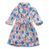 Sweet n Sassy - Toddler Girls Argyle Robe, Ivory, Pink, Blue
