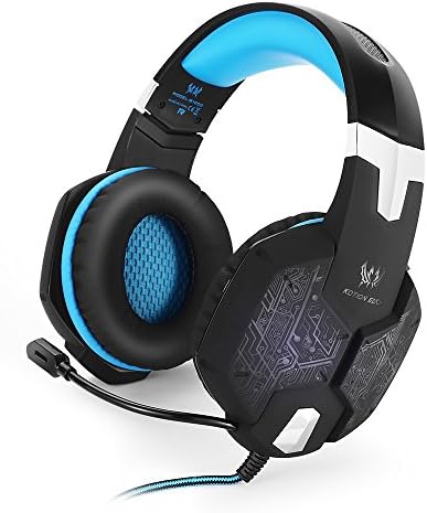 Sentexin KOTION EACH G1100 Vibration Function Professional Gaming Headphone Games Headset with Mic Stereo Bass Breathing LED Light for PC Gamer Blue&amp;Black