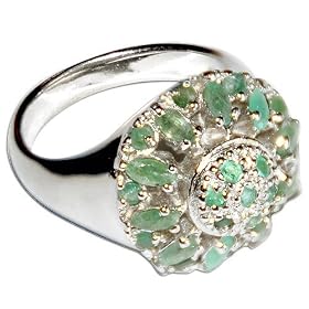 Sterling Silver Ring Jewelry with Emerald Gemstone Handmade Holiday Gifts US Size 5.75