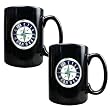 Seattle Mariners MLB 2pc Black Ceramic Mug Set - Primary Logo by Great American Products