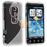 TPU Rubber Skin Case for HTC EVO 3D, Frost Clear White S Shape