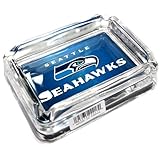Image Seattle Seahawks Glass Ashtray - Dimensions 3 Inch x 4 Inch - Simulated Black Velvet Botton