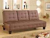 Coaster Microfiber Sofa Bed with Drop Down Cup Holder in Tan
