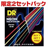 DR DR-NMCE10/2[10-46] NEON マルチカラー エレキギター弦 2セットパック