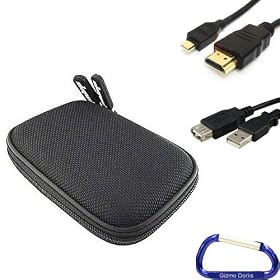Gizmo Dorks Hard Shell Case Cover (Black), Mini HDMI, and USB Cable Bundle with Carabiner... by GizmoDorks