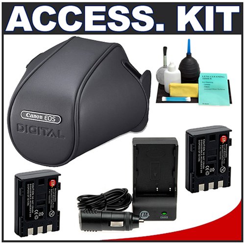 Accessory Kit for Canon Rebel XT & XTi Digital SLR Camera with Canon EH 18L Semi Hard Case + 2 Spare NB 2LH Batteries & Battery Charger + 6 Piece Deluxe Cleaning Kit