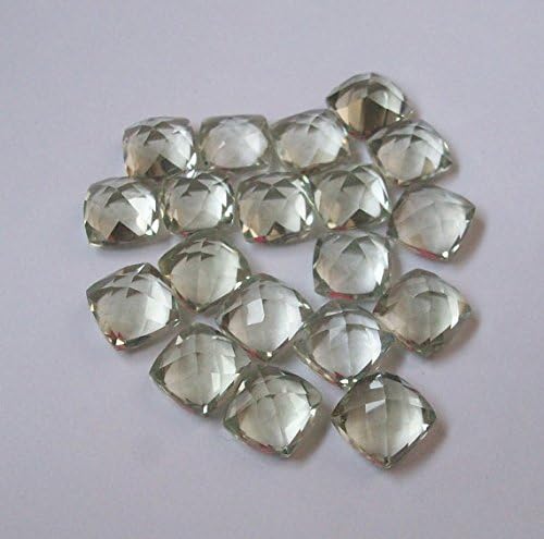 8 Mm Natural Green Amethyst Square Cushion 25 Pieces Checker Board Faceted Aaa Quality Gemstone