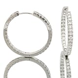 2Ct CZ Silver Hoop Earrings