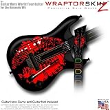 Big Kiss Red on Black Skin fits Band Hero, Guitar Hero 5 & World Tour Guita ....