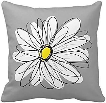 Trendy Daisy with gray and yellow Pillow Case Cushion Cover Home Sofa Decorative 20 X 20 Squares(Twin Sides)