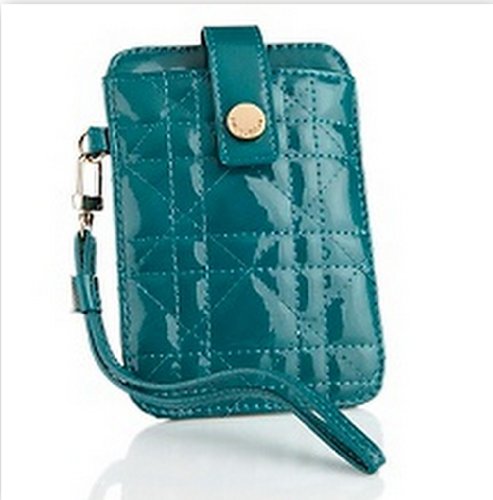 Big Buddha Handbag Veronica Quilted Patent iPhone Wristlet Case Turquoise