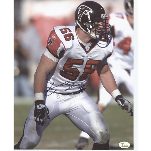 Keith Brooking Autographed (White Jersey) Atlanta Falcons 8x10 Photo