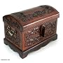 Cedar and leather chest, 'Colonial Cache' 11.0" W 8.7" W 7.5" L