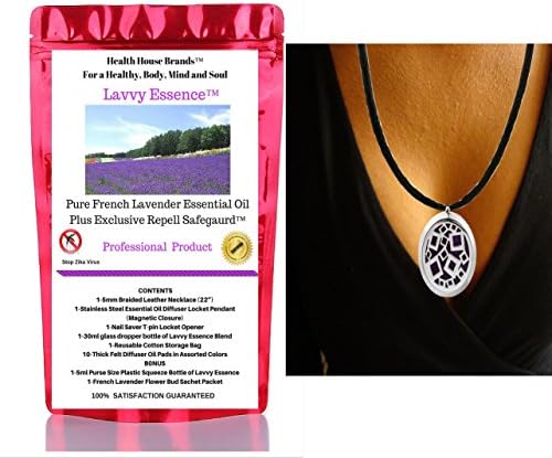 Maximum Zika Mosquito Repellent Lavvy Essence Complete Kit, Essential Oil Aromatherapy Necklace and Pendant.