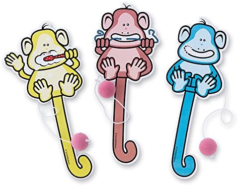 Brush Floss Smile Monkey Paddleballs - Dentist Office Giveaways - 24 per Pack
