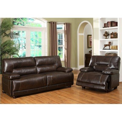 Abbyson Living Sydney 2-Piece Top-Grain Italian Leather Living Room Set - Dark Brown