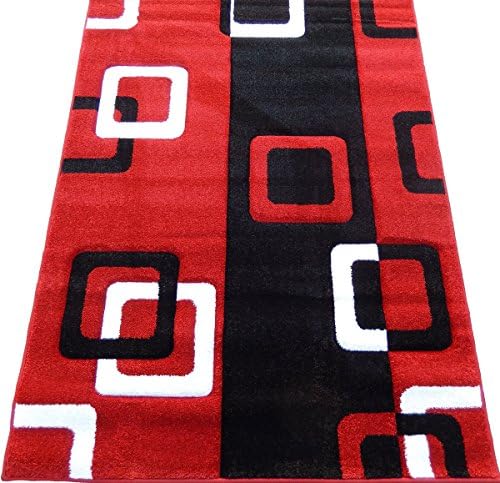 Contemporary Carpet Woven 4x6 Area Rug Red White Black Actual Size 3'9 x 5'2