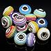 RUBYCA 100Pcs Mix Striped Large Hole Beads Acrylic fit European Charm Bracelet for Jewelry Making
