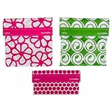 LunchSkins Reusable Sandwich and Snack Bags Set - 3 Pack - Berry Flower, Green Bud, Berry Dots