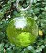 Lime Green Hand-blown Glass Sun Catcher Gazing Globe with Shepherds Hook