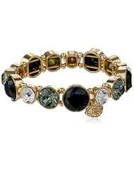 Anne Klein "Bejeweled Color" Gold-Tone Stretch Bracelet, 2.57"