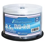 Optical Quantum 8X 8.5GB DVD+R Double Layer Blank Disc White Thermal Hub Printable, 50 pcs