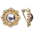 Clip On Style Button Earring - Goldtone