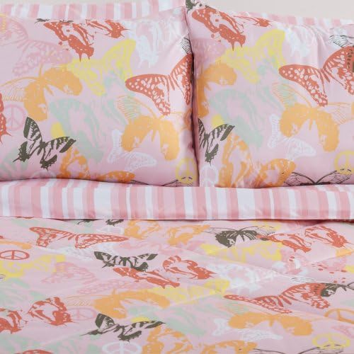 Veratex Bedding Collection Butterflies are Free Comforter Set, Pink/White, Twin Size