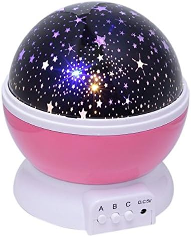 MendoTek Night Lighting Lamp 3 Model Romantic Rotating Cosmos Light Star Sky Moon Projector Rotation Night Projection Lamp for Children Kids Bedroom (Pink)