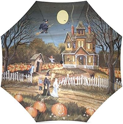 Happy Halloween's Day Gifts Scary Ghosts Pumpkin Custom Folding Portable Outdoor Rain /Sun Umbrella Beach Travel Shade Sunscreen For Women/Men