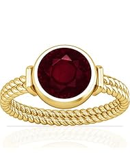 18K Yellow Gold Round Cut Ruby Womens Astrological Ring