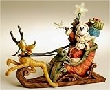 Disney Santa Mickey In Sleigh & Pluto Reindeer Lighted Christmas Figurine