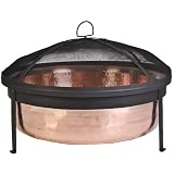 CobraCo SH101 Hand Hammered 100% Copper Fire Pit with Screen and Cover