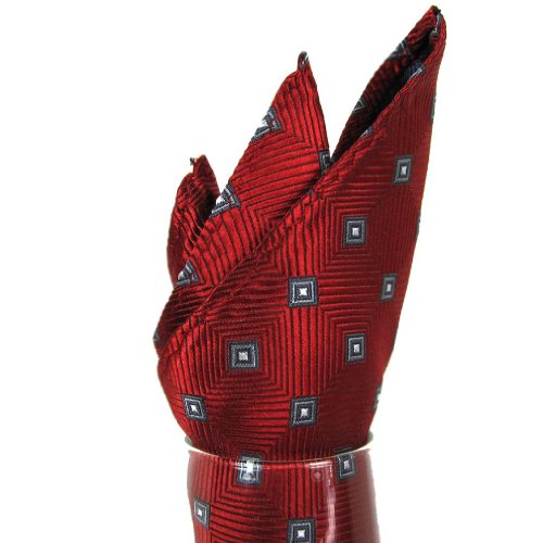 Men's - Red - Gray - Navy - Silk Woven Pocket Square