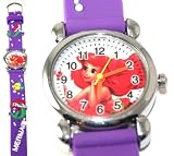 Beautiful Disney Princesses Ariel The Little Mermaid Purple Wristwatch Band (Ariel Close Up)