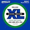 D'Addario EXL220 Nickel Wound Bass Guitar Strings, Super Light, 40-95, Long Scale