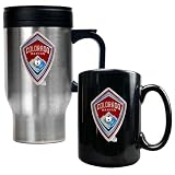 Colorado Rapids Stainless Steel Travel Mug and Black Ceramic Mug Set  (Primary Team Logo)