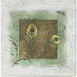 Peacock Feathers Ambiance Coaster Set - Distressed Tile